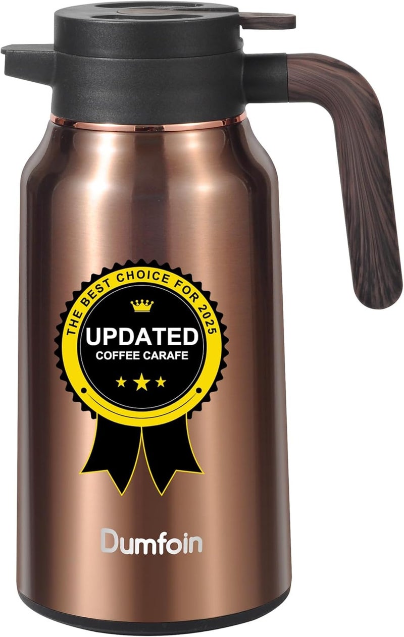 Dumfoin Carafes for Hot Liquids 70 oz - 12 Hour Hot Stainless Steel Thermal Coffee Carafe-Insulated Coffee Carafes For Keeping Hot/Cold Coffee, Tea, Water, Drink Dispenser for Parties(Gold) - Image 1